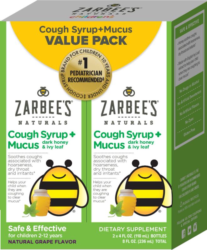 Photo 1 of **NO RETURNS**EXP 2/24** Children's Twin Pack Cough Syrup with Dark Honey Daytime - Natural Grape Flavor (254 x 2) Daytime Twin Pack - Grape