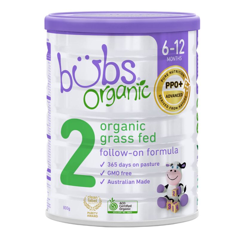 Photo 1 of **NO RETURNS**EXP 3/8/24** Bubs Organic Grass Fed Follow-On Formula Stage 2, Infants 6-12 months, Made with Organic Milk, 28.2 oz