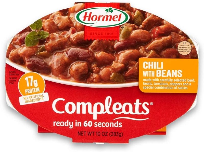 Photo 1 of **NO RETURNS**EXP 3/24**HORMEL COMPLEATS Chili with Beans Microwave Tray, 10 Ounces (Pack of 6)