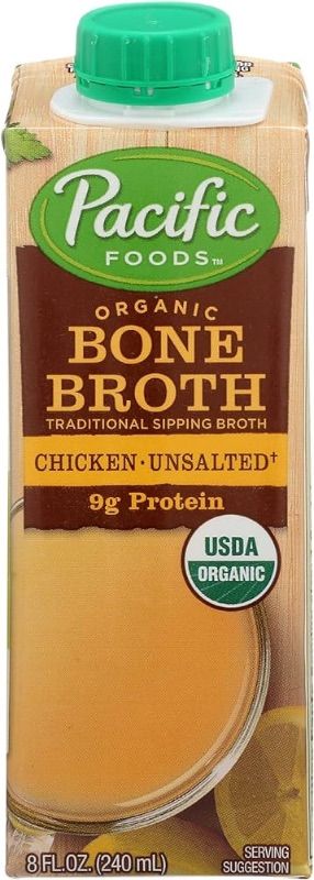 Photo 1 of **NO RETURNS**EXP 4/9/24**Pacific Foods Organic, Chicken Bone Broth, 8 Oz (Pack of 12)