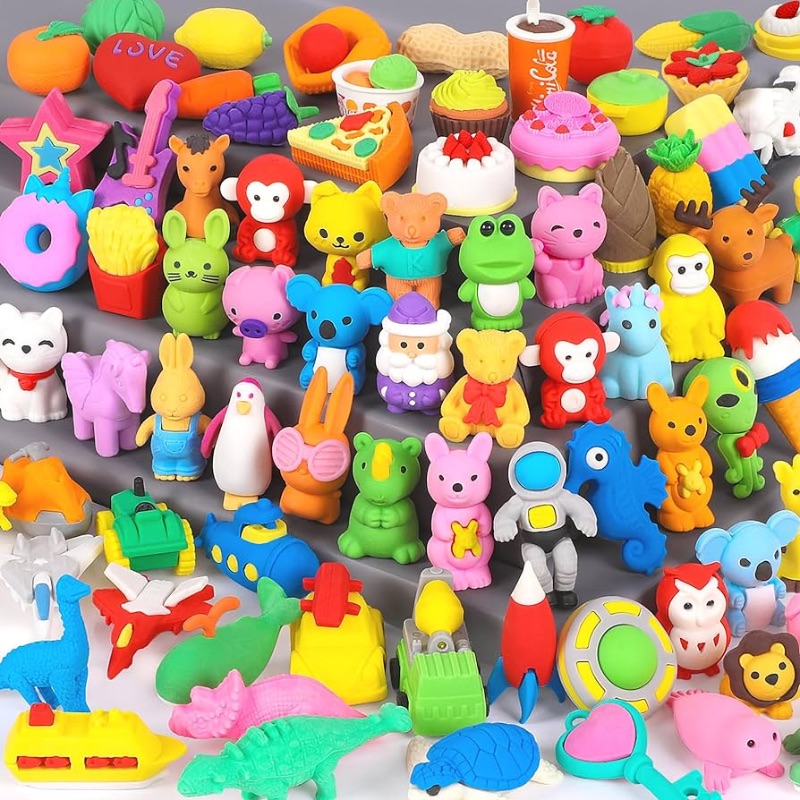 Photo 1 of 70 Pack Animal Erasers for Kids Bulk 