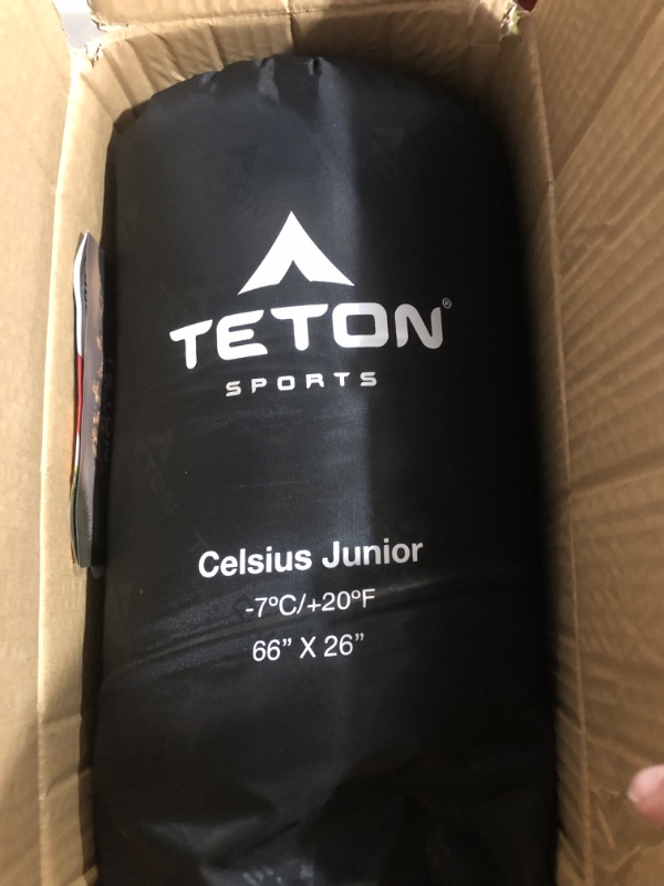 Photo 2 of ***USED***
TETON Sports Jr Sleeping Bag for Boys, Girls, and Kids - 20 & 0 Degree Options (Celsius & Bridger) - Camping Accessory for Sleepover, Cabins, RV, Car Camping Accessories Brown (Light Red Liner) Junior 20F