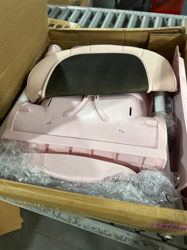 Photo 1 of Baby High Chair with 4 Wheels for Babies & Toddlers,for 6 Months-6 Years,Up to 110 LBs/50kg,Removable Dishwasher Meal Tray,Adjustable Backrest Footrest Tray Positions Seat Heights (Pink)