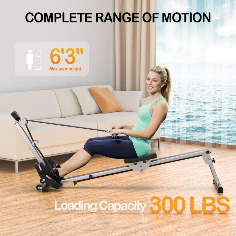 Photo 3 of (NON-REFUNDABLE) Rowing Machine for Home Use, Rowing Machine Foldable Rower with LCD Monitor & Comfortable Seat Cushion - Upgraded Version Row Machine Supports 300LBS, Hyper-Quiet & Smooth
