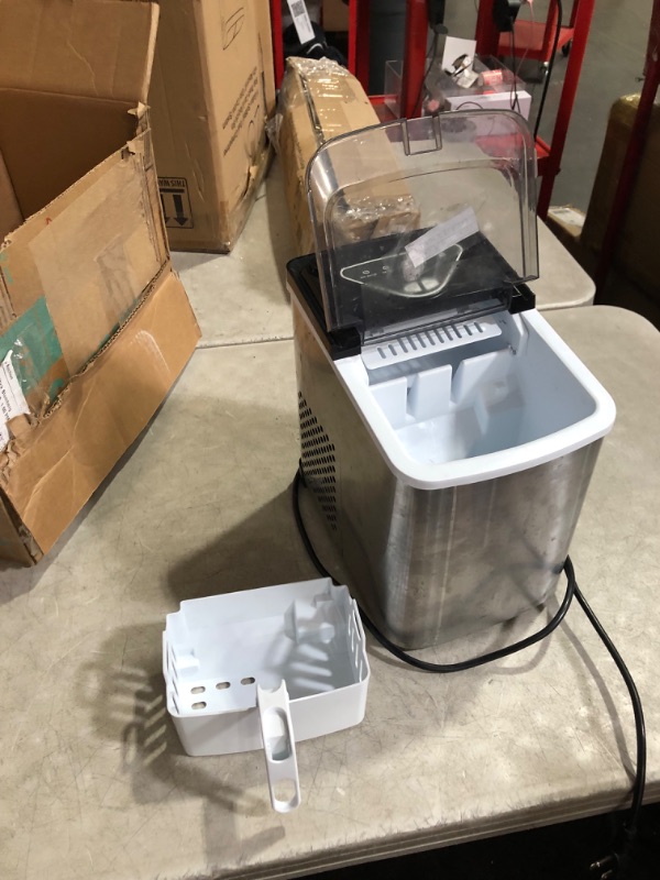 Photo 2 of ***USED - DIRTY - MISSING SCOOP - POWERS ON - UNABLE TO TEST FURTHER - NO PACKAGING***
Silonn Countertop Ice Maker, 9 Ice Cubes in 6 Mins, 26 Lbs in 24 Hrs, Compact Ice Machine with Ice Basket & Scoop, 2 Ice Sizes Self-Cleaning Ice Maker for Home/Party/Of