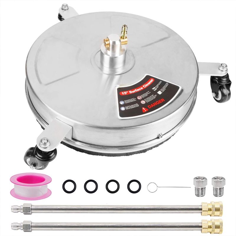 Photo 1 of *** MISSING PARTS *** Biswing 15" Pressure Washer Stainless Steel Surface Cleaner with 3 Wheels & 1/4" Quick Connector