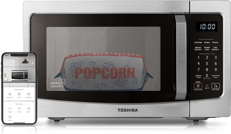 Photo 1 of *MICROWAVE ONLY* Toshiba ML-EM34P(SS) Smart Countertop Microwave Oven Works, 1.3 Cu Ft, Stainless Steel