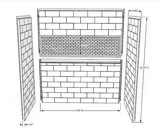 Photo 4 of (NON-REFUNDABLE) NexTile 30 in. D x 60 in. W x 60 in. H Composite Direct-to-Stud Four-Piece Alcove Subway Tile Tub Wall Kit in White
