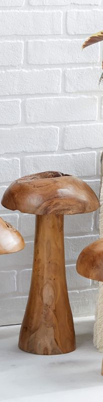 Photo 1 of (please see all images) Deco 79 Teak Wood Mushroom Handmade Live Edge Sculpture 