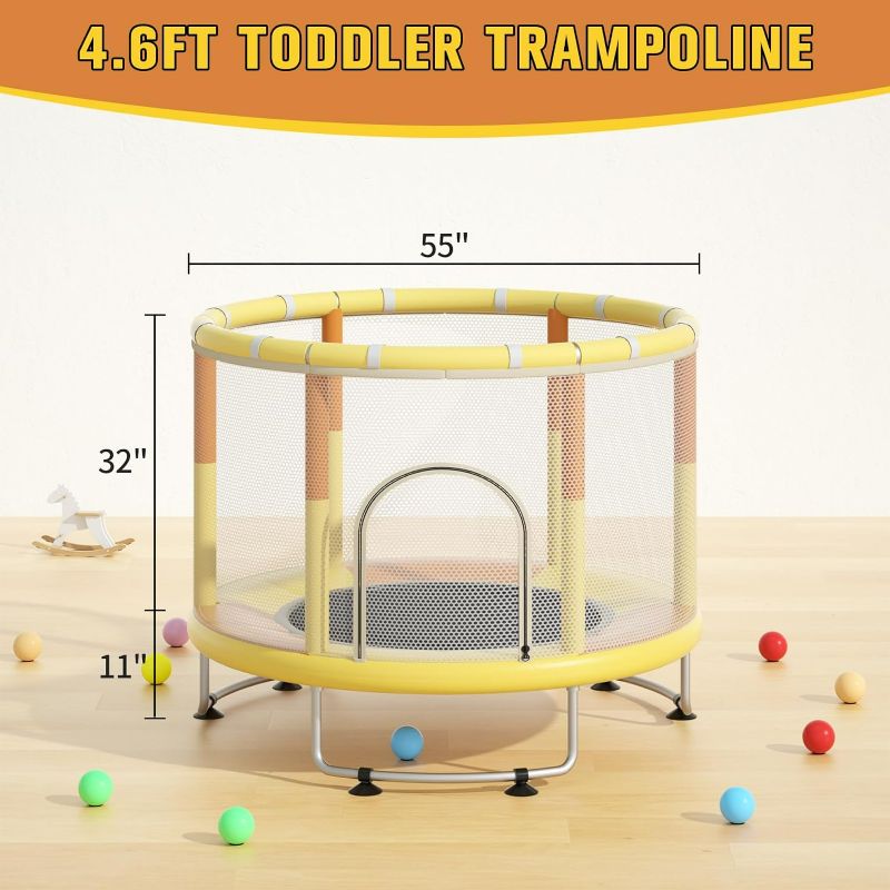 Photo 3 of (NON-REFUNDABLE) Indoor Outdoor Trampoline for Kids, Telawah 55" Small Toddler Trampoline with Safety Enclosure Net,Trampoline Toy Round Jumping Mat,Recreational Trampolinds Birthday Gifts for Children Boy Girl.
