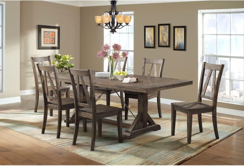 Photo 1 of *** TRUCK OR TRAILER PICKUP ONLY | VERY LARGE *** Flynn 7-Piece Dining Set-Table and 6 Wooden Side Chairs
