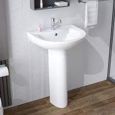 Photo 1 of *** STOCK PHOTO FOR REFERENCE ONLY | MINOR DAMAGE *** Project Source White Vitreous China Traditional Pedestal Sink Combo (22.64-in x 18.125-in x 33.6875-in)

