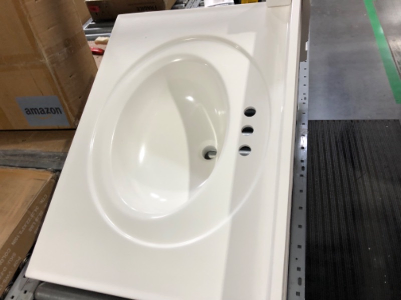 Photo 1 of *** STOCK PHOTO FOR REFERENCE ONLY *** 25 in. W x 22 in. D Cultured Marble White Round Single Sink Vanity Top in White
