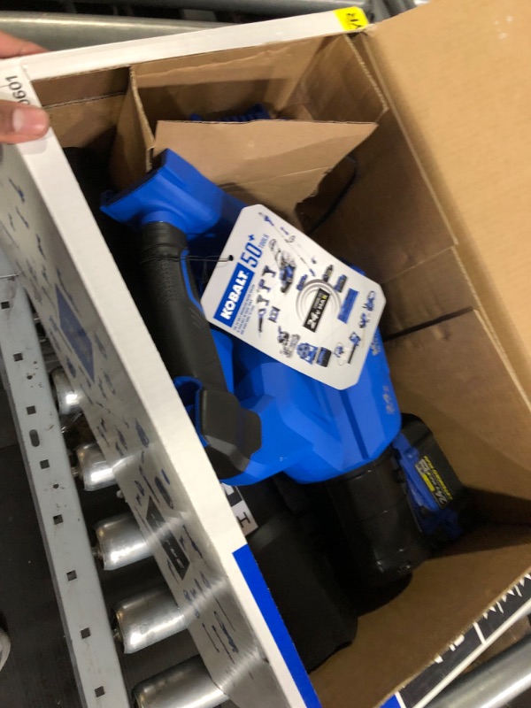 Photo 2 of *** UNKNOWN IF MISSING PARTS *** Kobalt 24-Volt Max 120-MPH Brushless Handheld Cordless Electric Leaf Blower 4 Ah (Battery Included and Charger Included)