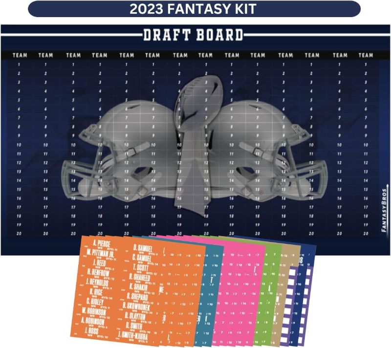 Photo 1 of *** NONREFUNDABLE BUNDLE OF 2 *** X-Zone 2023 Fantasy Football Draft Board with Player Labels Draft Kit - Color by Position
