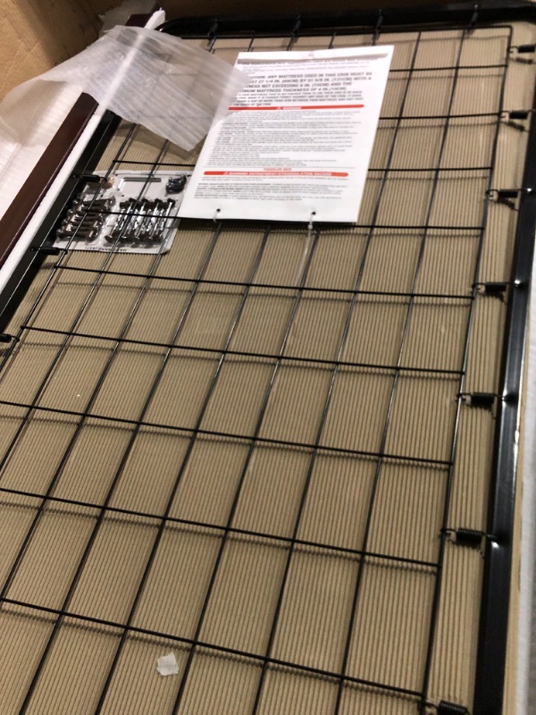 Photo 1 of ***DAMAGED - PIECES CRACKED - SEE PICTURES - LIKELY MISSING PARTS***
 Dream On Me Synergy 5-in-1 Convertible, Crib + Mattress, Espresso Espresso Crib 