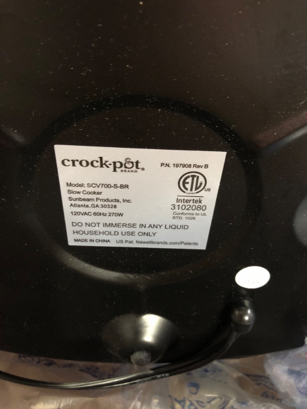 Photo 3 of **DENTED**
Crock-Pot 7 Quart Oval Manual Slow Cooker, Stainless Steel (SCV700-S-BR)