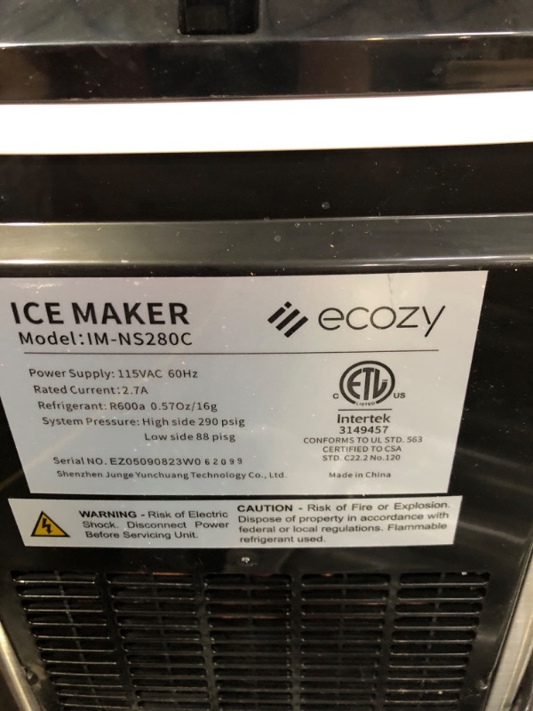 Photo 3 of **UNABLE TO TEST - DENT ON FRONT**
ecozy Nugget Ice Maker Countertop - Chewable Pellet Ice Cubes, Silver