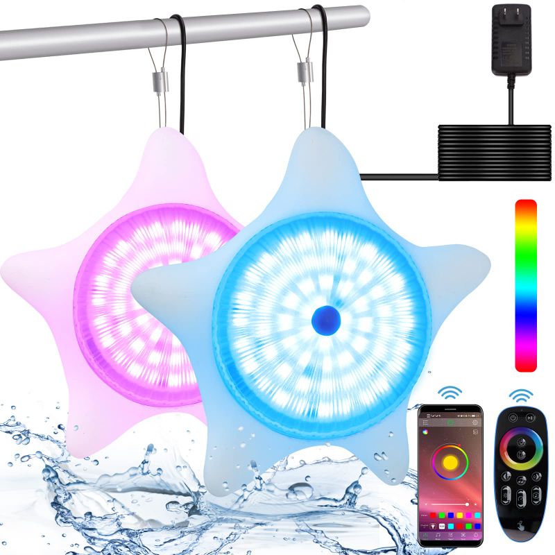 Photo 1 of **MISSING STARFISH COVERS**
2-Pack LED Pool Lights with APP Control for Above Ground Pools, 15W RGB Floating LED Lights 