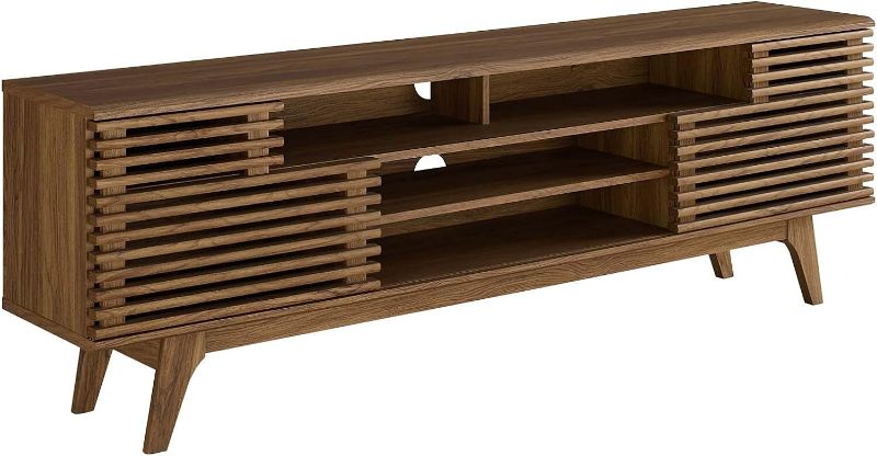 Photo 1 of (NON-REFUNDABLE) Modway Render 71" Mid-Century Modern Low Profile Media Console TV Stand, 71 Inch, Walnut