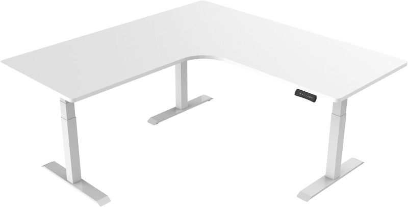 Photo 1 of **MAY BE MISSING PARTS COLOR DIFFERENT**
Hanover L-Shaped Sit Stand Desk, Electric Height Adjustable Standing Desk White