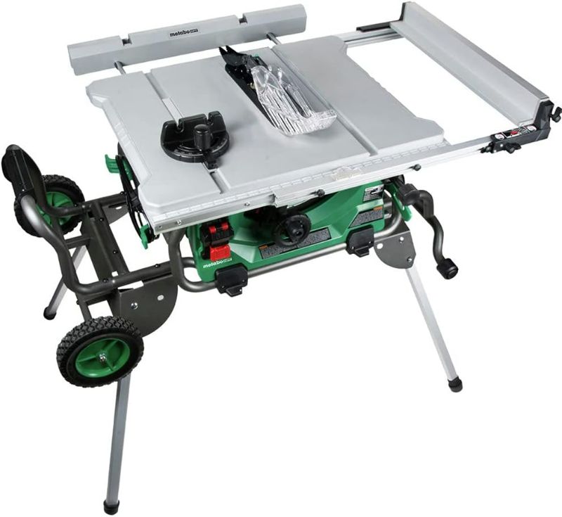 Photo 1 of ***MAJOR DAMAGE - SEE COMMENTS***
Metabo HPT Table Saw | 10-Inch Blade | 35-Inch Rip Capacity | Fold & Roll Stand | 8 x 13/16-Inch Dado Capacity | C10RJS