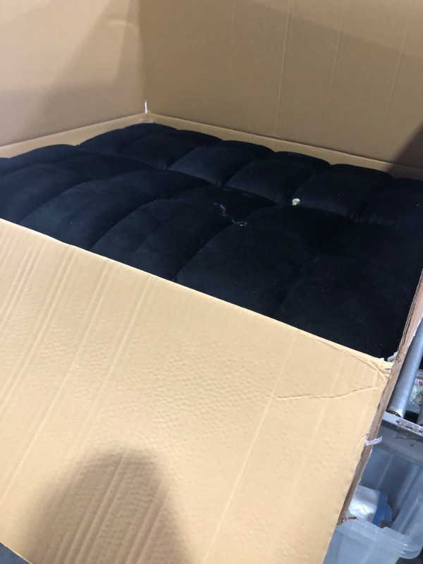 Photo 2 of **ONLY BOX 1 - BURN DAMAGE**
3 in 3 Convertible Sleeper Sofa Bed Pull Out Velvet Chaise Lounge with Pockets & Pillows for Living Room, Full Size, Black