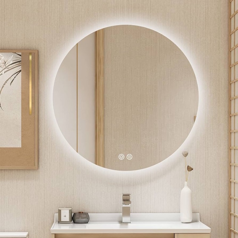 Photo 1 of **UNABLE TO TEST**
BuLife 28 Inch Round LED Bathroom Mirror Backlit Anti-Fog Wall Mounted Lighted Bathroom Vanity Mirror