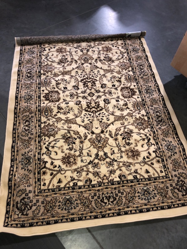 Photo 2 of (READ FULL POST) Unique Loom Sialk Hill Collection Traditional Persian Inspired Floral Area Rug 5'3" ft x 8 ft Rectangular Ivory/ Tan