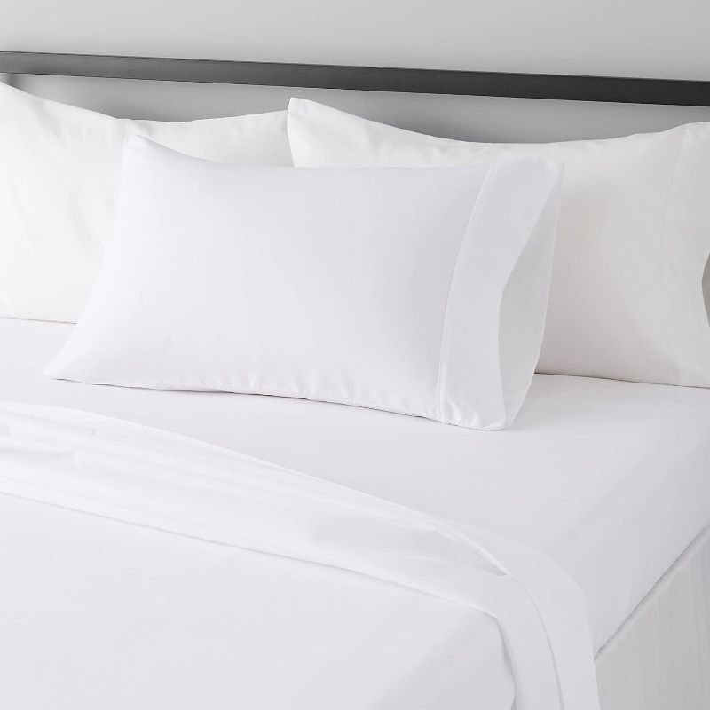 Photo 1 of 
Amazon Basics Lightweight Super Soft Easy Care Microfiber 3-Piece Bed Sheet Set with 14-Inch Deep Pockets, Twin XL, Bright White, Solid