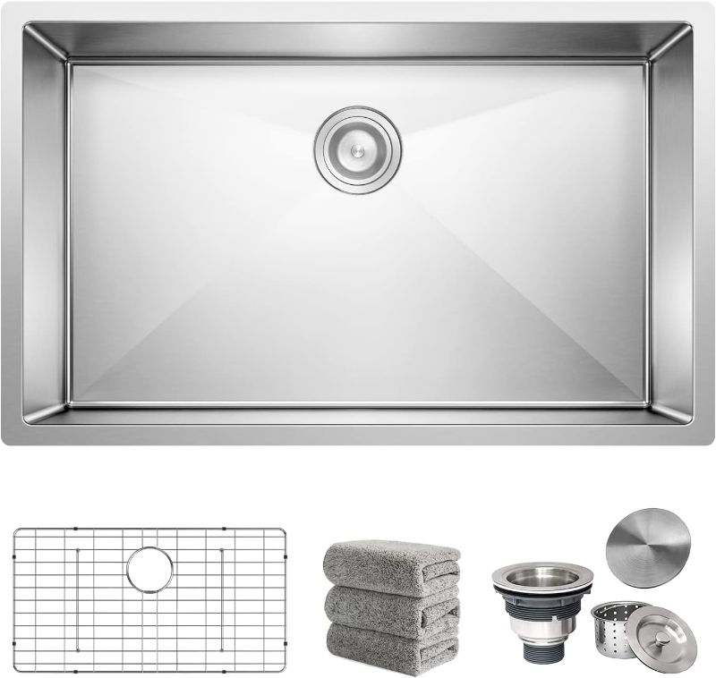 Photo 1 of 
kitchen Sinks 30x18 inch Undermount kitchen sink stainless steel sink 16 Gauge Single Bowl kitchen sinks Set