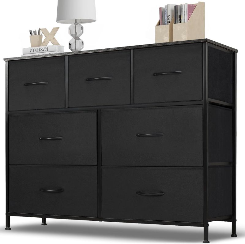 Photo 1 of 
Dresser for Bedroom, 7 Storage Drawers, Wide Fabric Closet Chests Organizer Tower Furniture, TV Stand for TV up to 45 inch with Wooden Top