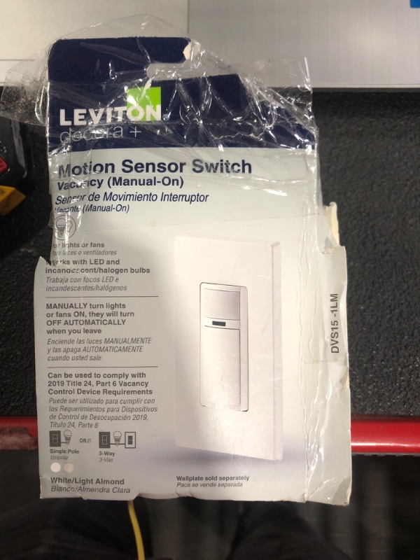 Photo 2 of **UNABLE TO TEST**
Decora In-Wall Motion Sensor Light Switch, Motion Activated, Auto-On/Auto-Off, 2-Amp, Single Pole, White