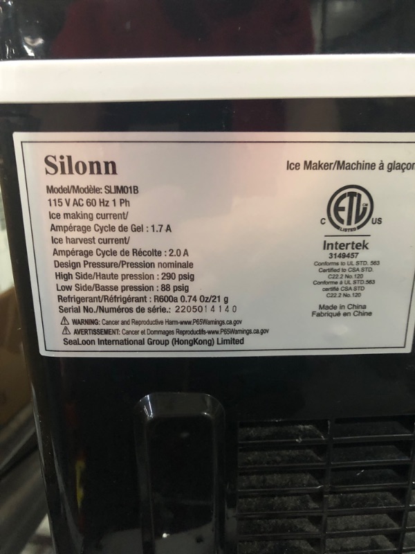 Photo 4 of **MAY NOT FUNCTION - READ NOTES**
Silonn Ice Maker Countertop, 9 Cubes Ready in 6 Mins, 26lbs in 24Hrs