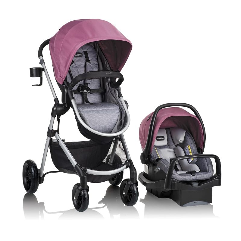 Photo 1 of **USED LIKE NEW**
Evenflo Pivot Modular Travel System with LiteMax Infant Car Seat with Anti-Rebound Bar (Dusty Rose Pink)