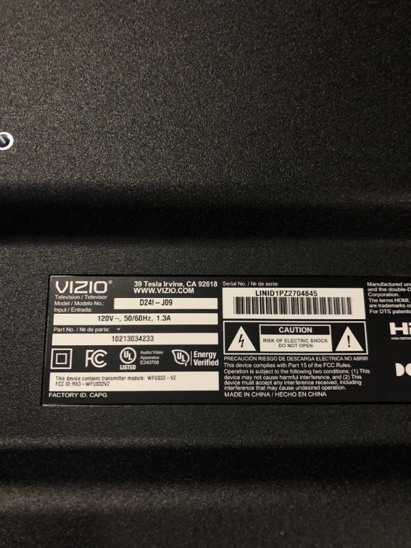 Photo 3 of **MISSING PARTS**
VIZIO 24-inch D-Series Full HD 1080p Smart TV with Apple AirPlay and Chromecast Built-in