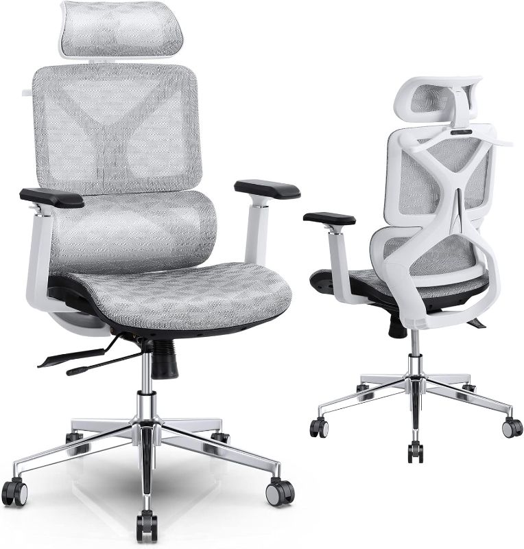 Photo 1 of **MAY BE MISSING PARTS**
Ergonomic Office Chair, SGS Certified Gas Cylinder, White