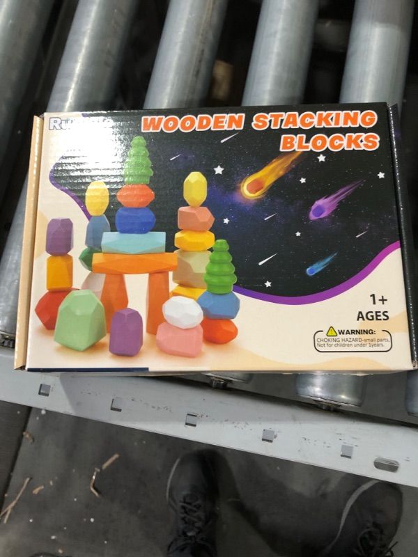 Photo 1 of 40PCS Wooden Stacking Rocks Toys, Montessori Toys