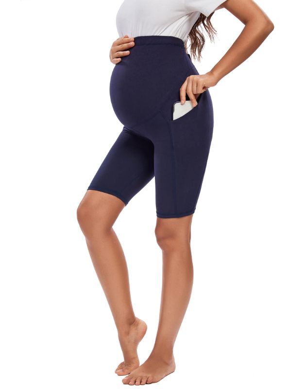 Photo 1 of MAZUSPORTS Women's Maternity Yoga Shorts Over The Belly 5"/9" Large Blue