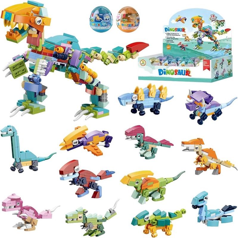 Photo 1 of 12-in-1 Dinosaur Building Blocks Sets with Easter Eggs