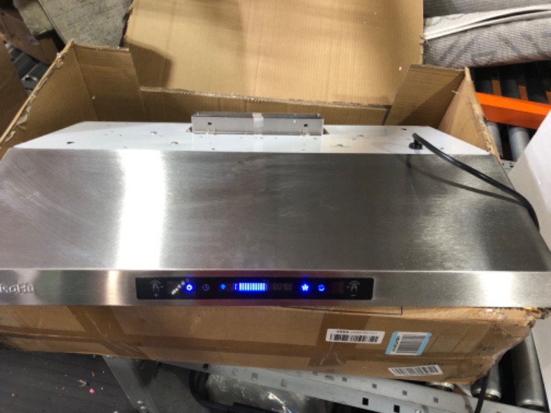 Photo 2 of **OPEN BOX**
30 Inch Under Cabinet Range Hood with 900-CFM, 4 Speed Gesture Sensing&Touch Control Panel, Stainless Steel Kitchen Vent