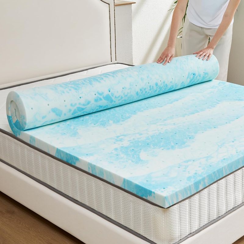 Photo 1 of Mattress Topper, 3 Inch Queen Size Cooling Gel-Infused Memory Foam Mattress Bed Topper