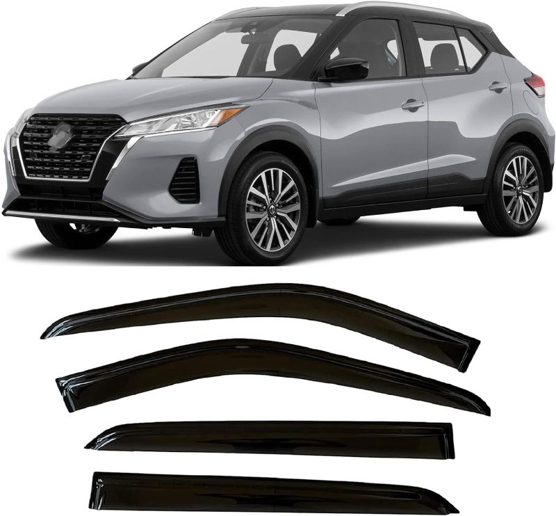 Photo 1 of (please see all images) Tape-on Side Window Visors Rain Guards Deflector 4 Piece Set for Nissan Kicks 2018-2022 S SV SR