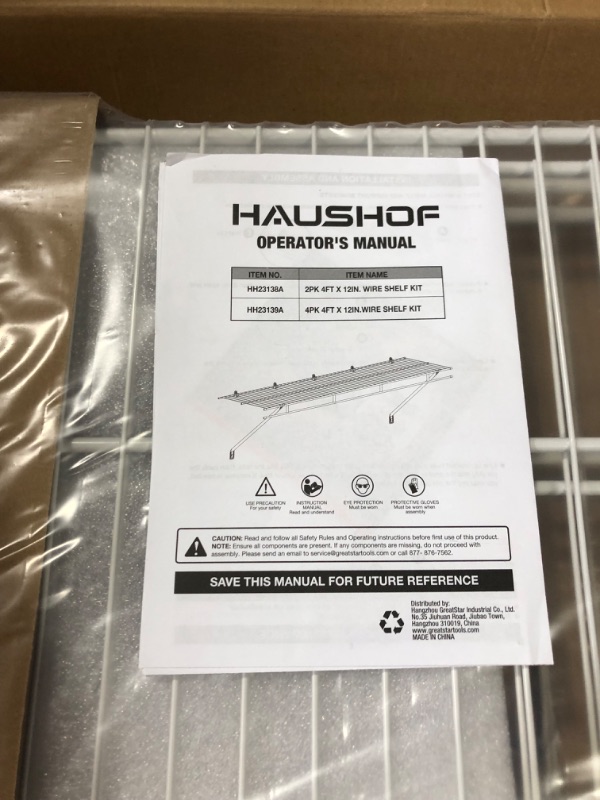 Photo 3 of HAUSHOF Closet Shelves Wall Mounted 4-Pack, 4 ft x 12in White Wire Shelving for Laundry Room, Closet, Basement Organization and Storage