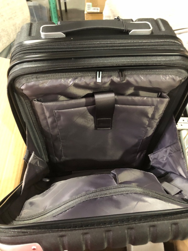 Photo 2 of LEVEL8 Grace EXT Hardside Carry On Luggage with Front Compartment, Black, 20-Inch