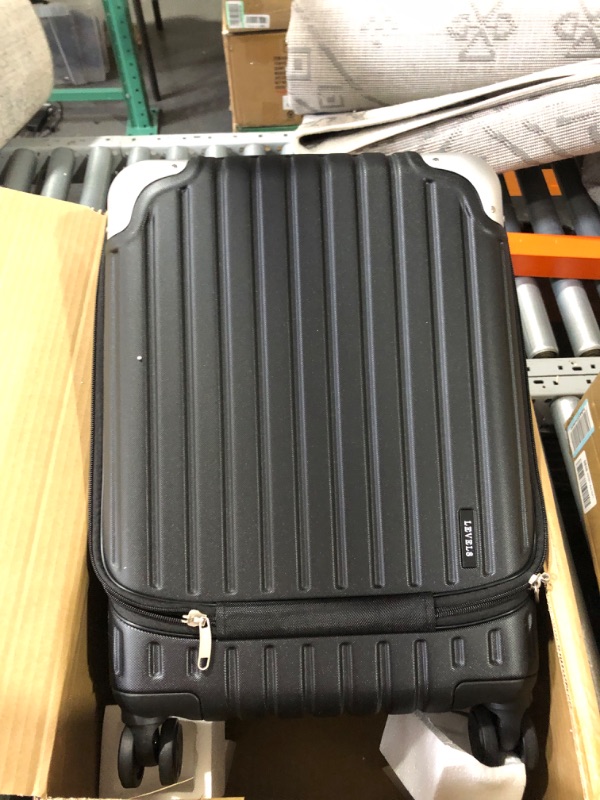 Photo 3 of LEVEL8 Grace EXT Hardside Carry On Luggage with Front Compartment, Black, 20-Inch