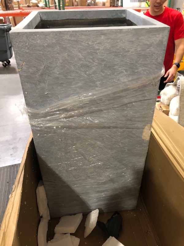 Photo 1 of **DAMAGE TO SIDE - STILL FUNCTIONAL**
Kante RF0002C-C60611 Lightweight Concrete Modern Rectangle Outdoor Planter, Slate Gray Slate Gray 28" Tall