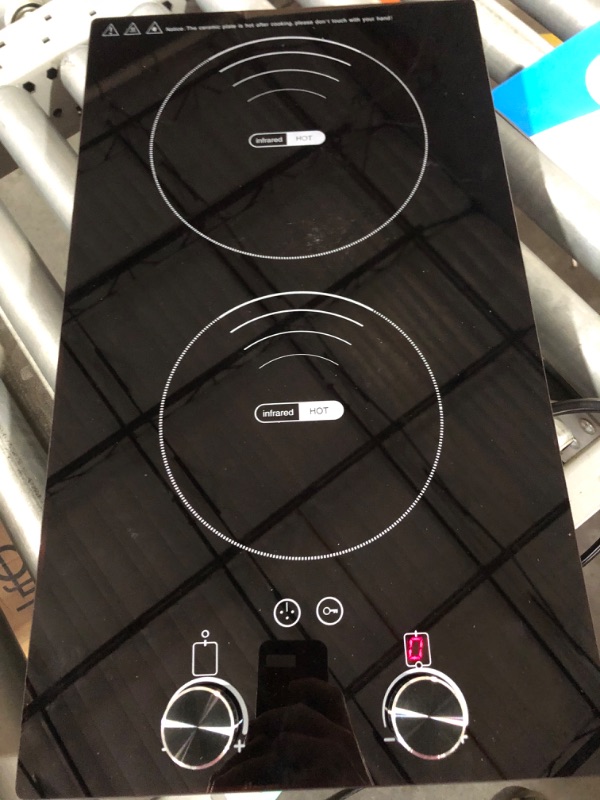 Photo 2 of **PREVIOUSLY OPENED**
VBGK Electric Cooktop,110V Electric Stove Top with Knob Control, 9 Power Levels, Kids Lock & Timer