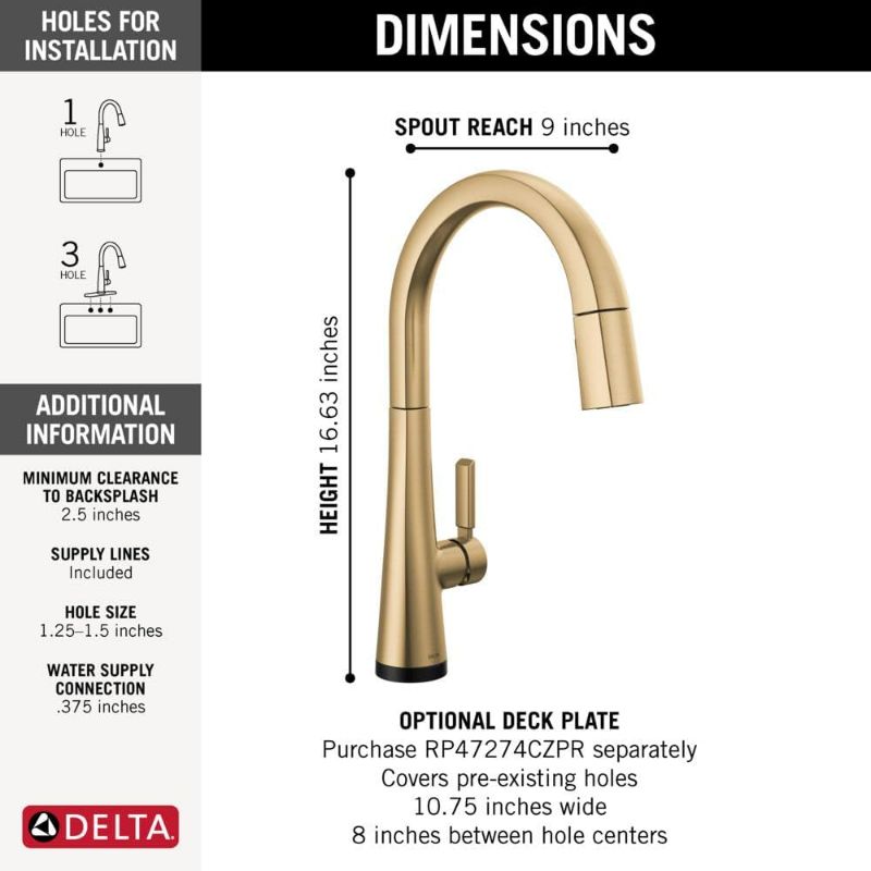 Photo 3 of (NON-REFUNDABLE) Delta Faucet Monrovia Gold Kitchen Faucet, Kitchen Faucets with Pull Down Sprayer, Champagne Bronze