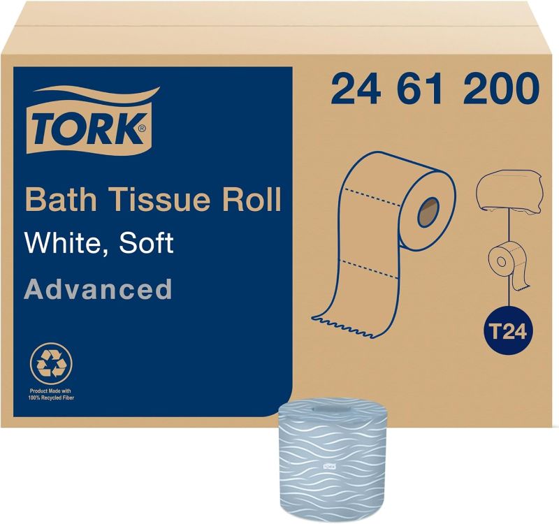 Photo 1 of ***USED - PACKAGING DAMAGED - UNKNOWN QUANTITY***
Tork Toilet Paper Roll White T24, Advanced, 2-Ply, 80 x 500 sheets, 2461200